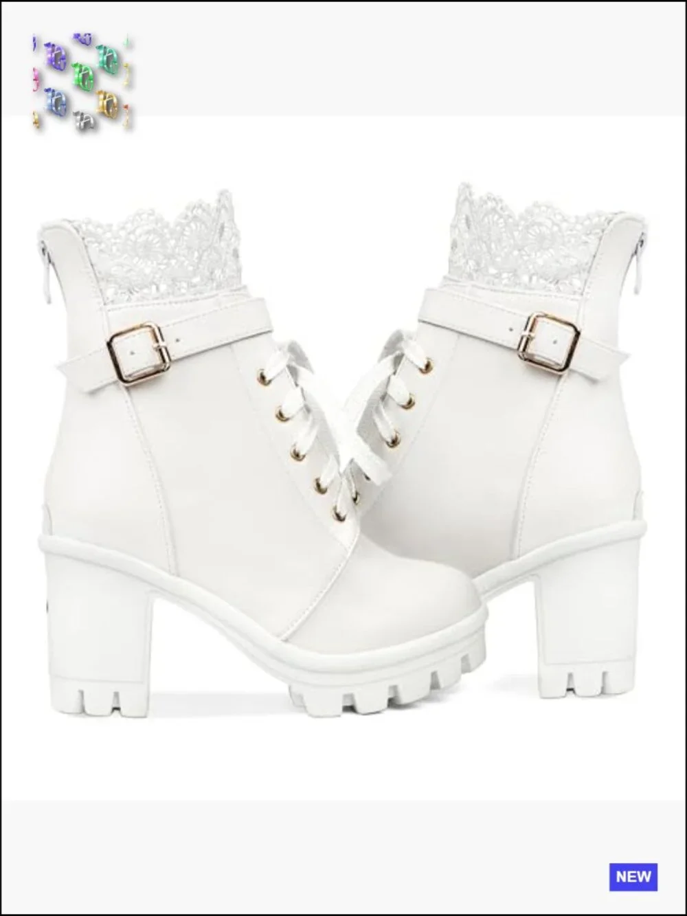 Chunky Platform High Heel Boots Lace Up Gothic Ankle Booties Block Heel Buckle
